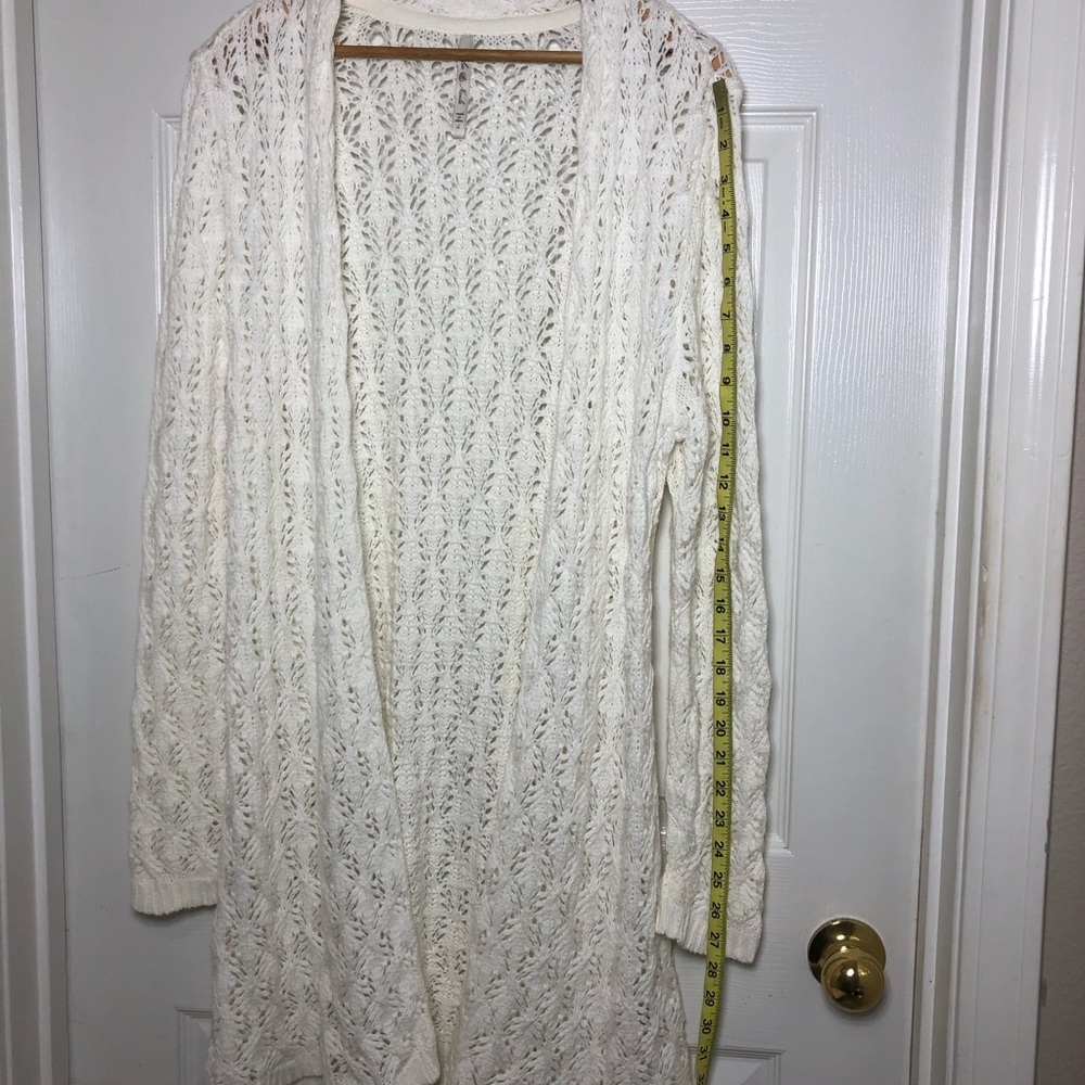 Leo & Nicole Light Ivory knit Pointelle Open Cardigan for Women Size L - Picture 14 of 14